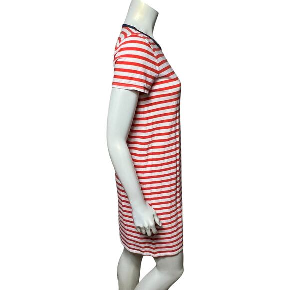J.Crew Re-Imagined Red & White Striped T-Shirt Dress Size S Eco-Friendly Cotton - Picture 4 of 8